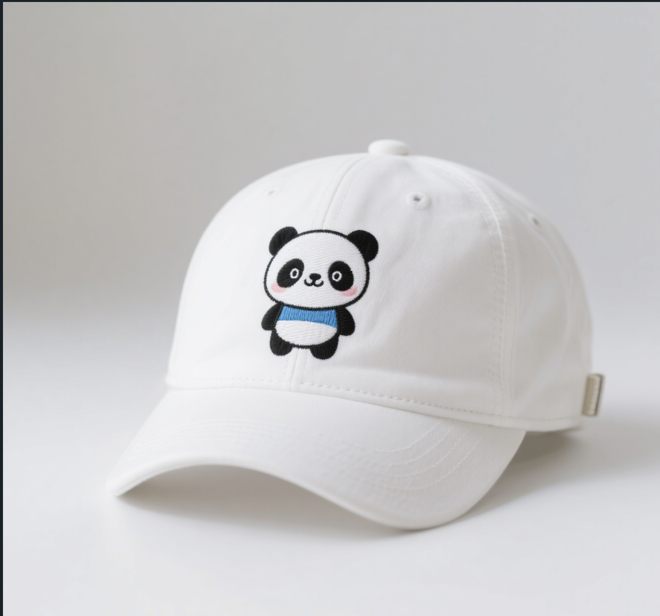 Cute Panda Embroidered White Cotton Baseball Cap – Adjustable Women’s Denim Hat