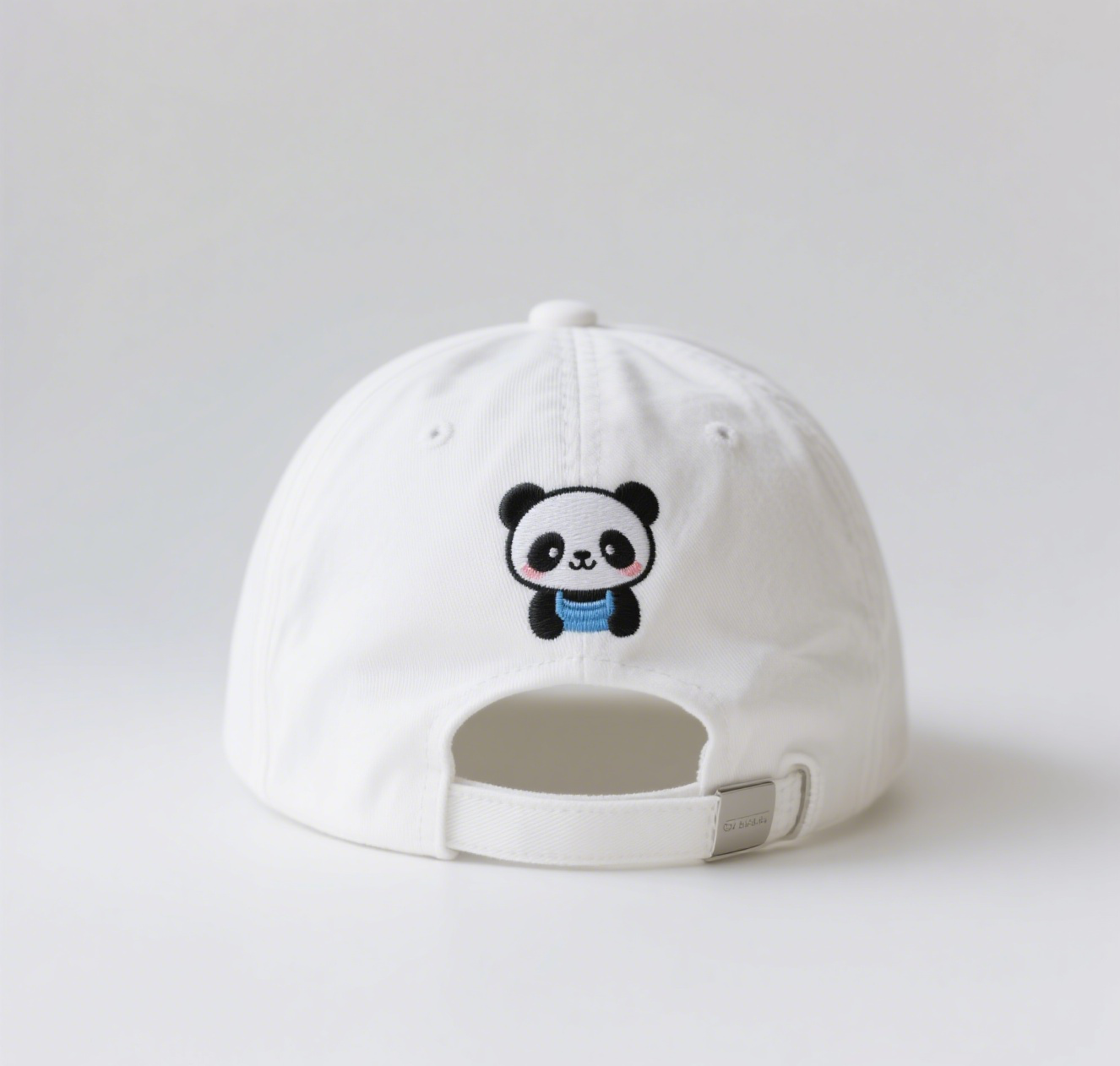 Cute Panda Embroidered White Cotton Baseball Cap – Adjustable Women’s Denim Hat