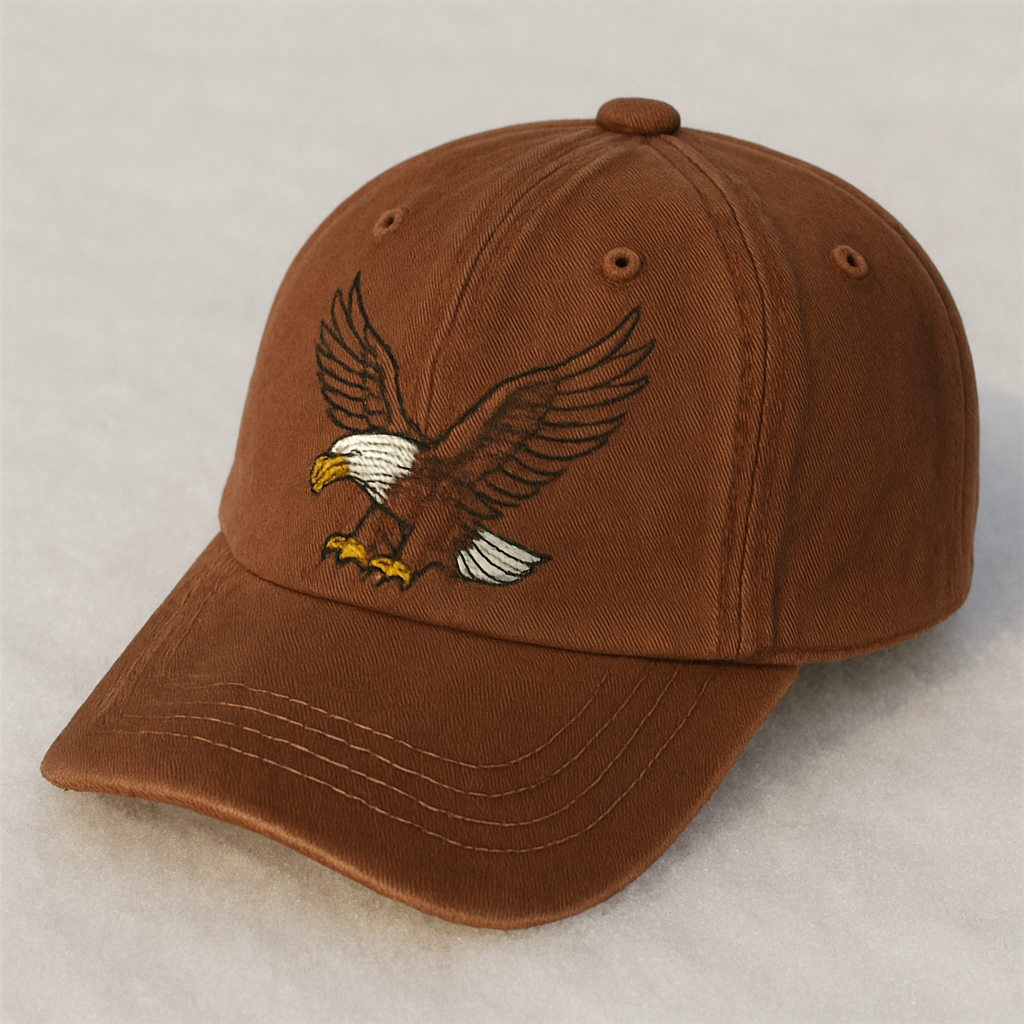 Women's Eagle Embroidered Gray Adjustable Cotton Denim Baseball Cap