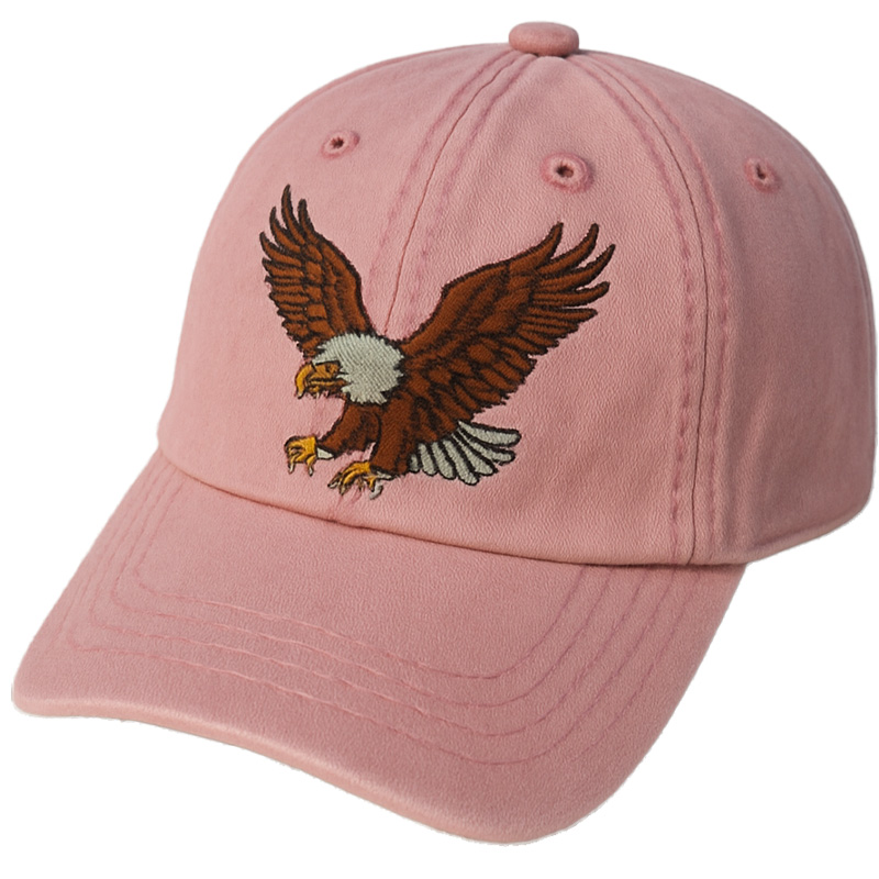 Women's Eagle Embroidered Gray Adjustable Cotton Denim Baseball Cap