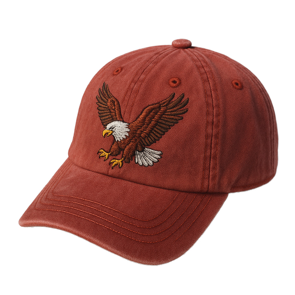 Women's Eagle Embroidered Gray Adjustable Cotton Denim Baseball Cap