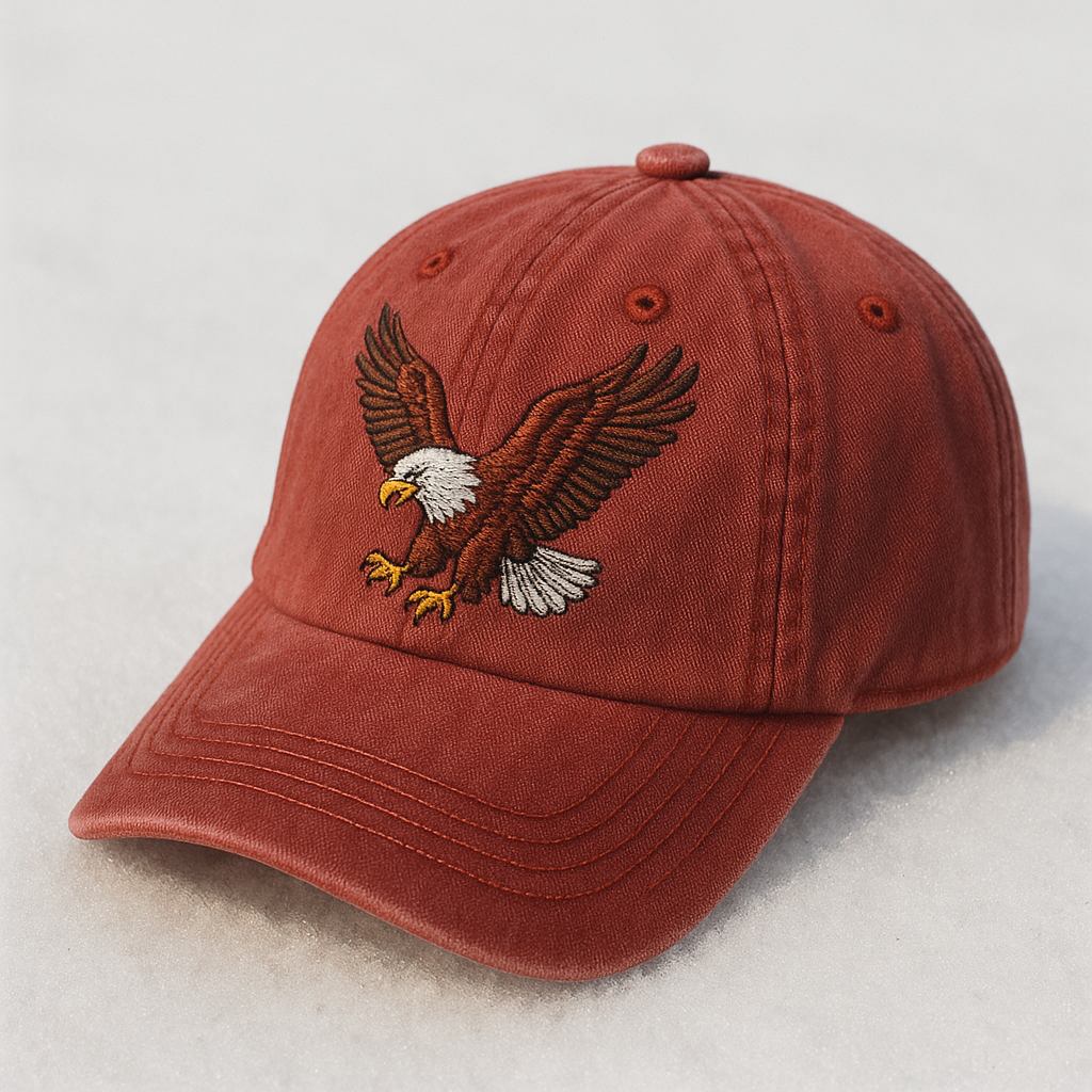 Women's Eagle Embroidered Gray Adjustable Cotton Denim Baseball Cap