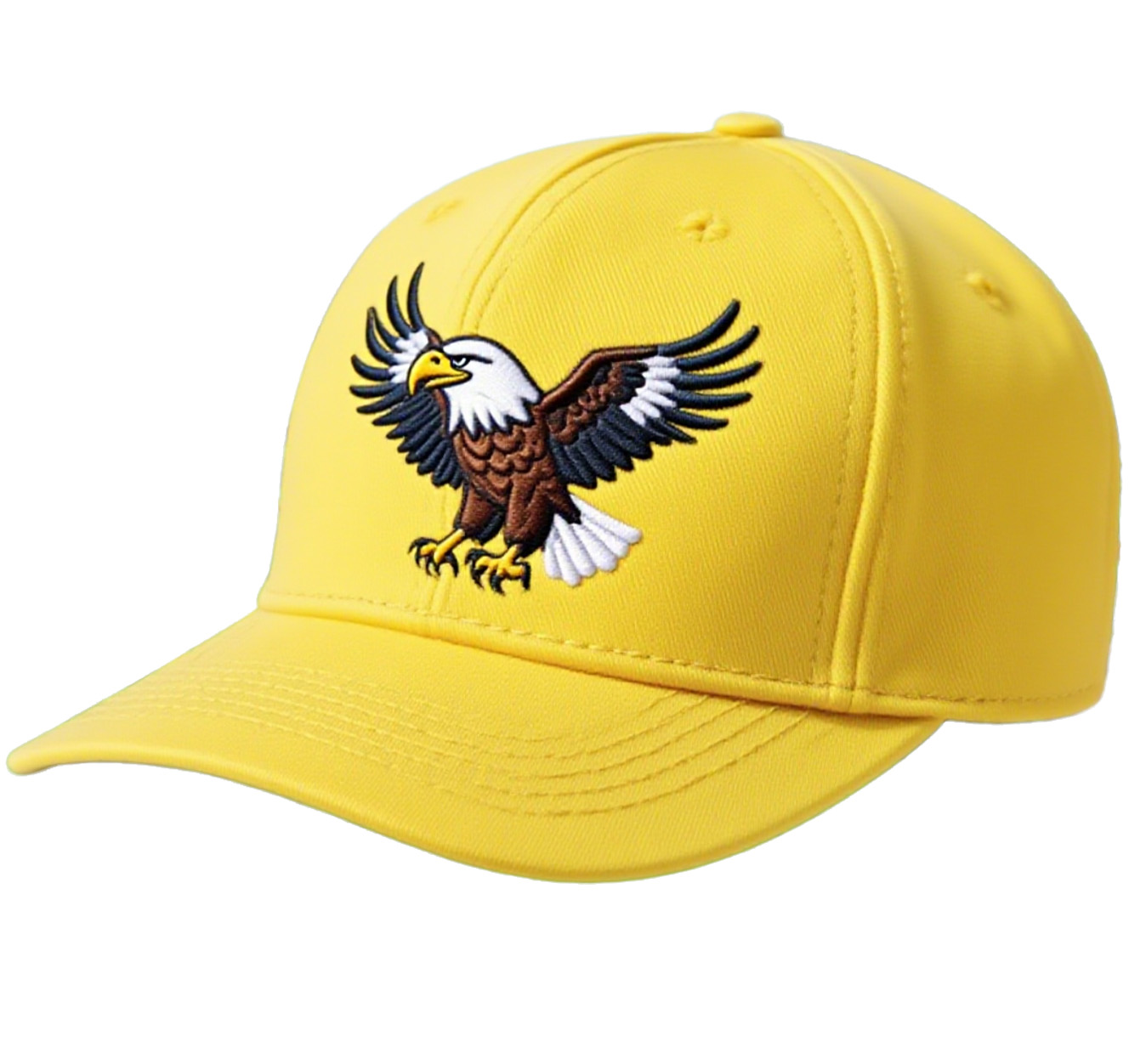 Women’s Orange Cotton Denim Baseball Cap with Eagle Embroidery, Adjustable Curved Brim