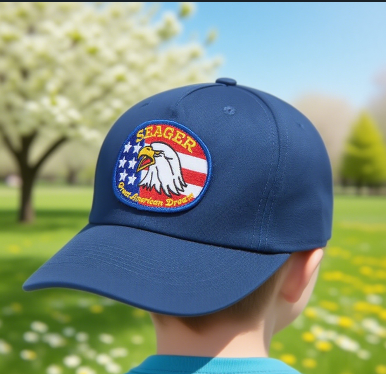 Women's Eagle Embroidered Gray Adjustable Cotton Denim Baseball Cap