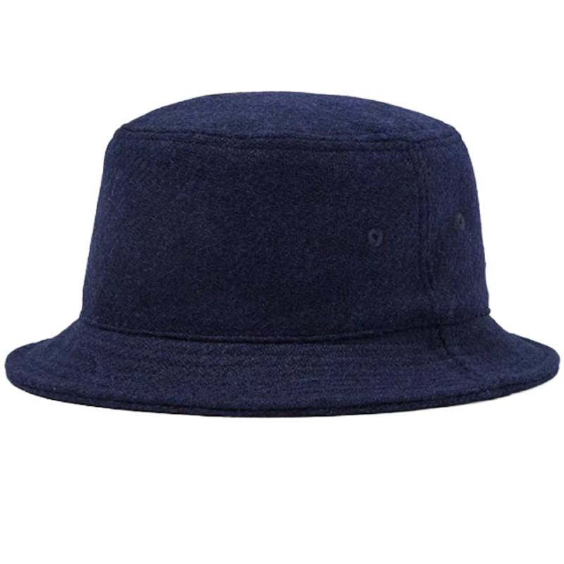 2025 New Arrival Short Brim Wool Bucket Hat with Embroidered Eyelets, Warm Breathable Adjustable Unisex Winter Fisherman Cap