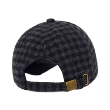Korean Version of Winter and Autumn Small-checkered Baseball Cap - Warm Wool Hard Top