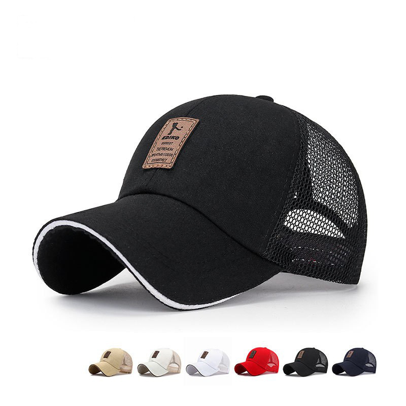 Custom Cotton Structured Master Baseball Cap Breathable Mesh Embossed Pu Leather logo Sport Running Trucker Hat