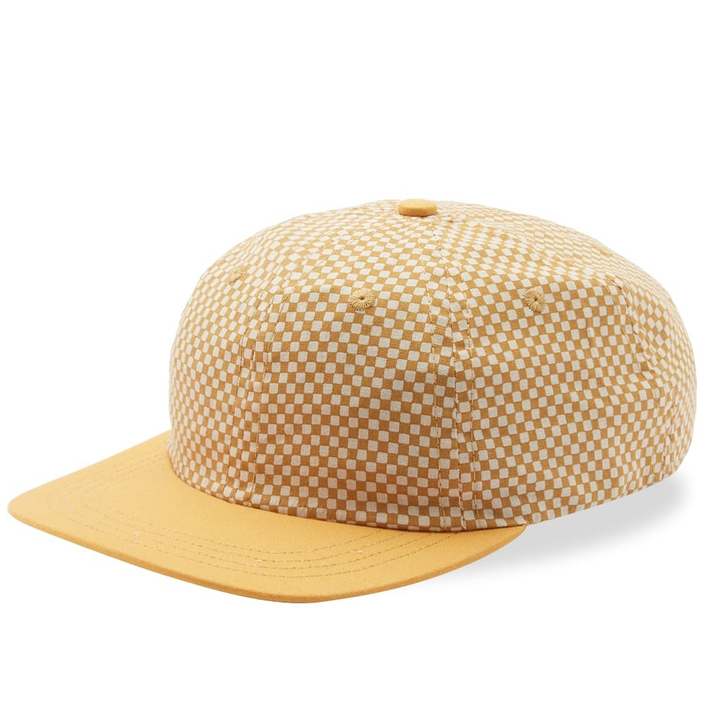 High-quality Vintage Street Style Plaid Puff Printing 6-panel Unstructured Cap 100% Cotton Unisex