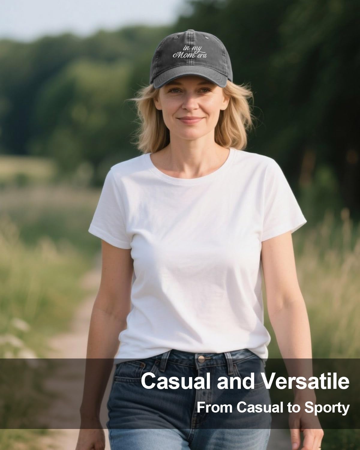 Mama Hat - Embroidered in My Mom Era Hat Gery Baseball Cap for Women, New Mommin Gifts Adjustable Cotton Perfect for Everyday