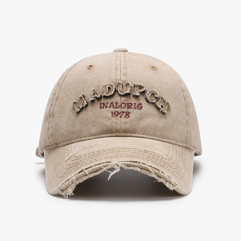 Spring New Style Letter Wash Denim Patch Embroidered Men's Baseball Cap Breathable and Retro Outdoor Dad Hat