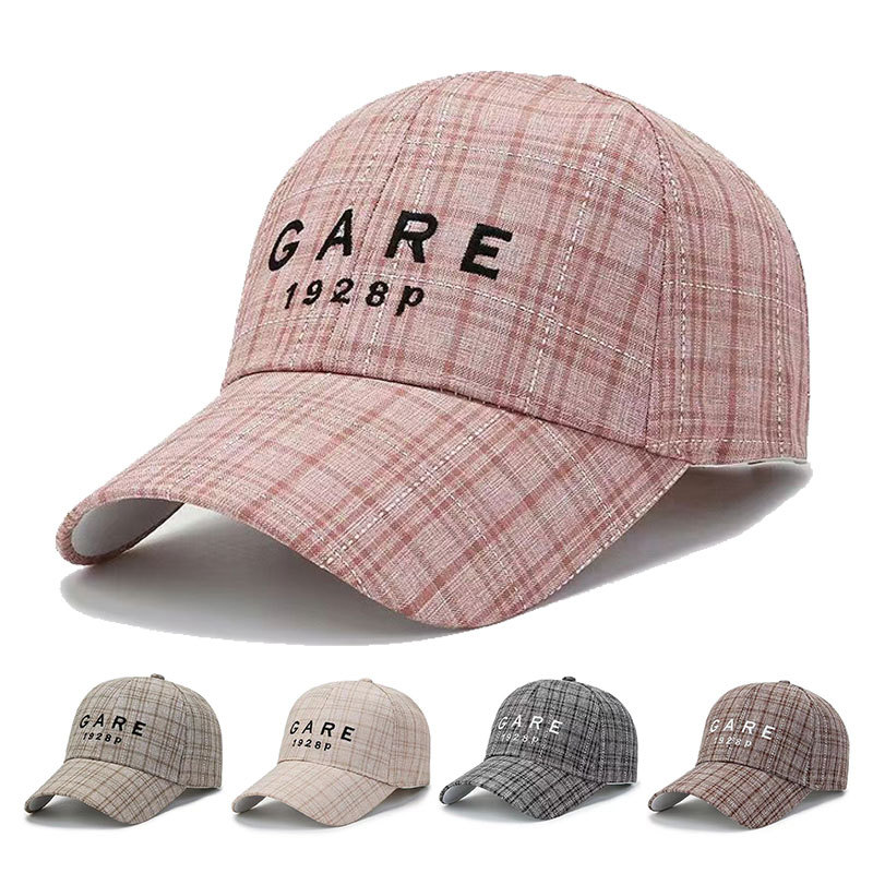 Baseball Cap 2026 New Style Fashionable Checkered Letter Embroidery Summer Sun protection Hat for Women Sunshade Hat
