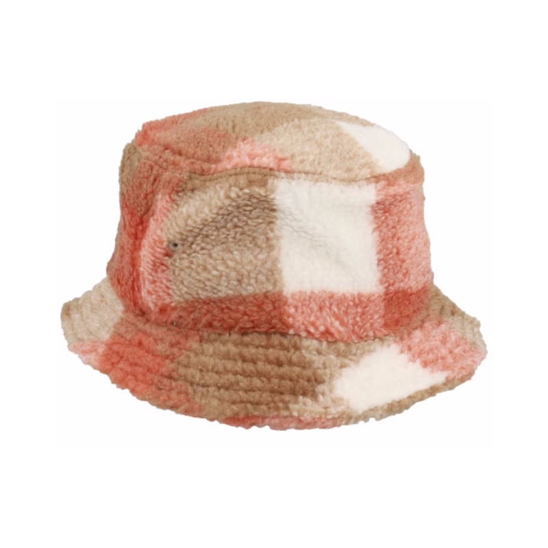 Original Whitesand Toffee Sherpa Check Bucket Hats Custom Logo Blank Keep Warm Wide Brim Winter Hat for Men Women and Children