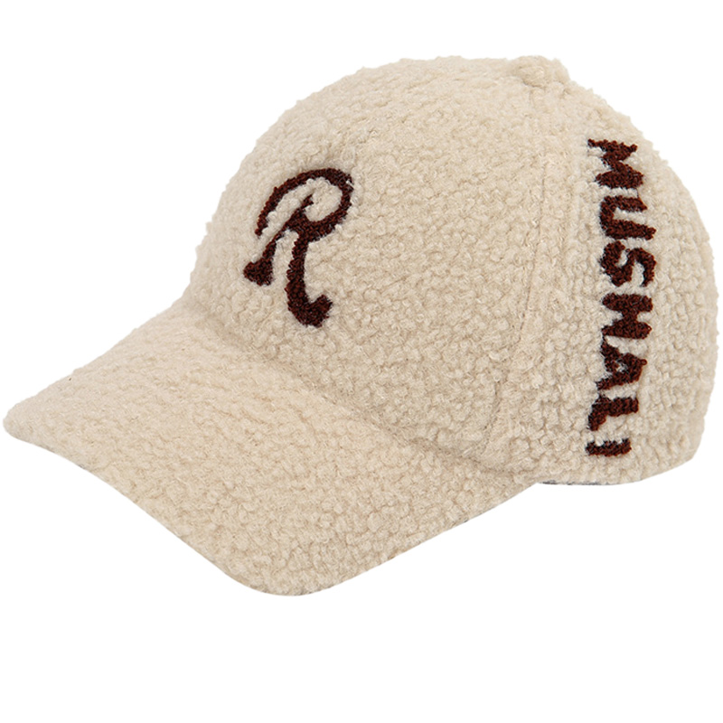 Women's Custom Logo Winter Teddy Fur Sport Baseball Cap Fleece Warm Fluffy Fleece Twill Printed Embroidered Formal Small
