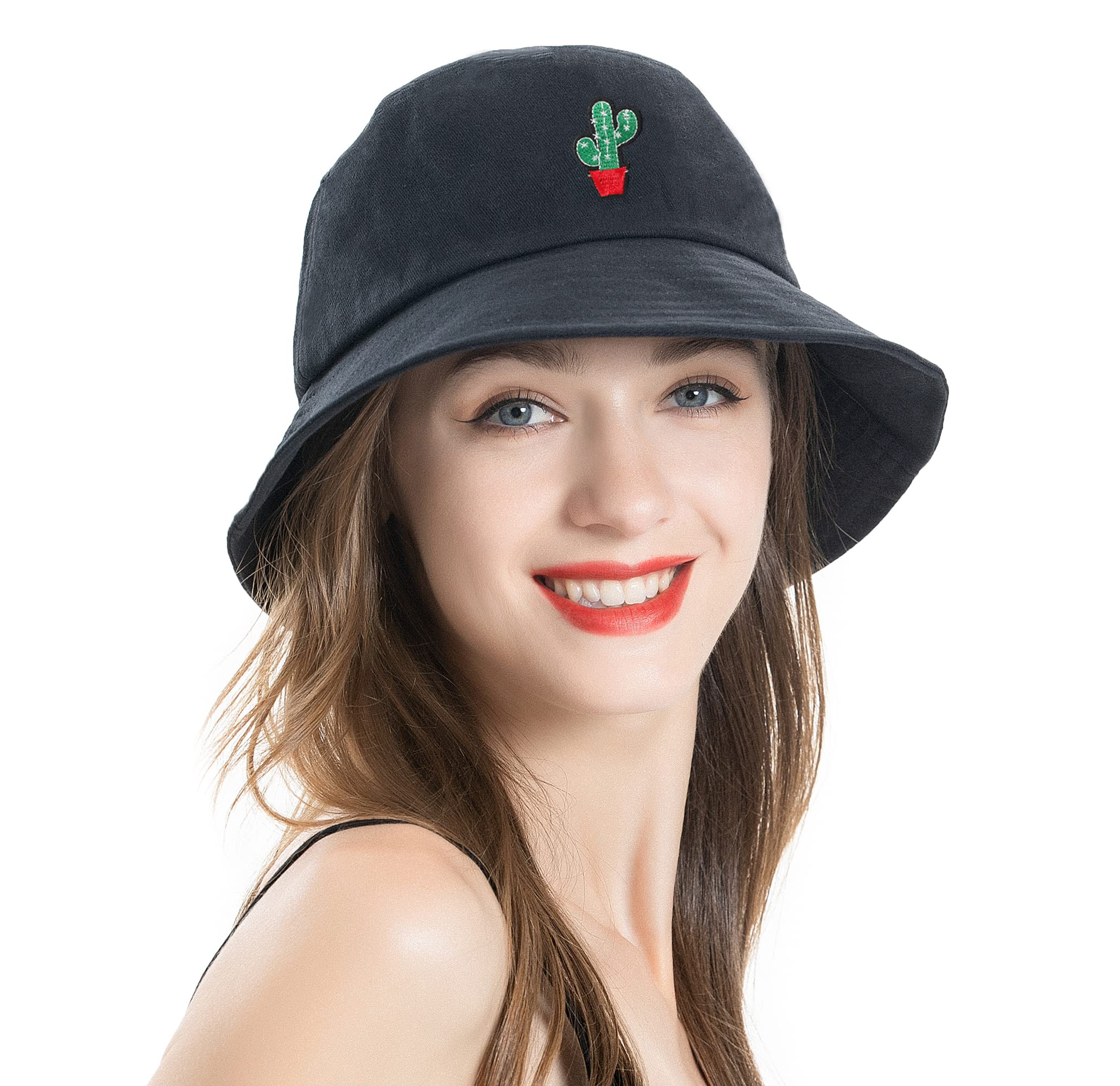 Outdoor Reversible Bucket Hat with Embroidery Logo Design Cotton Sport Hat for Women and Men for Hiking Travel Cycling
