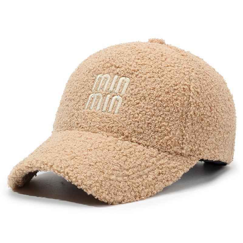 Autumn/Winter Baseball Cap - Teddy Outdoor Fashion Letter Embroidery Warm Baseball Cap