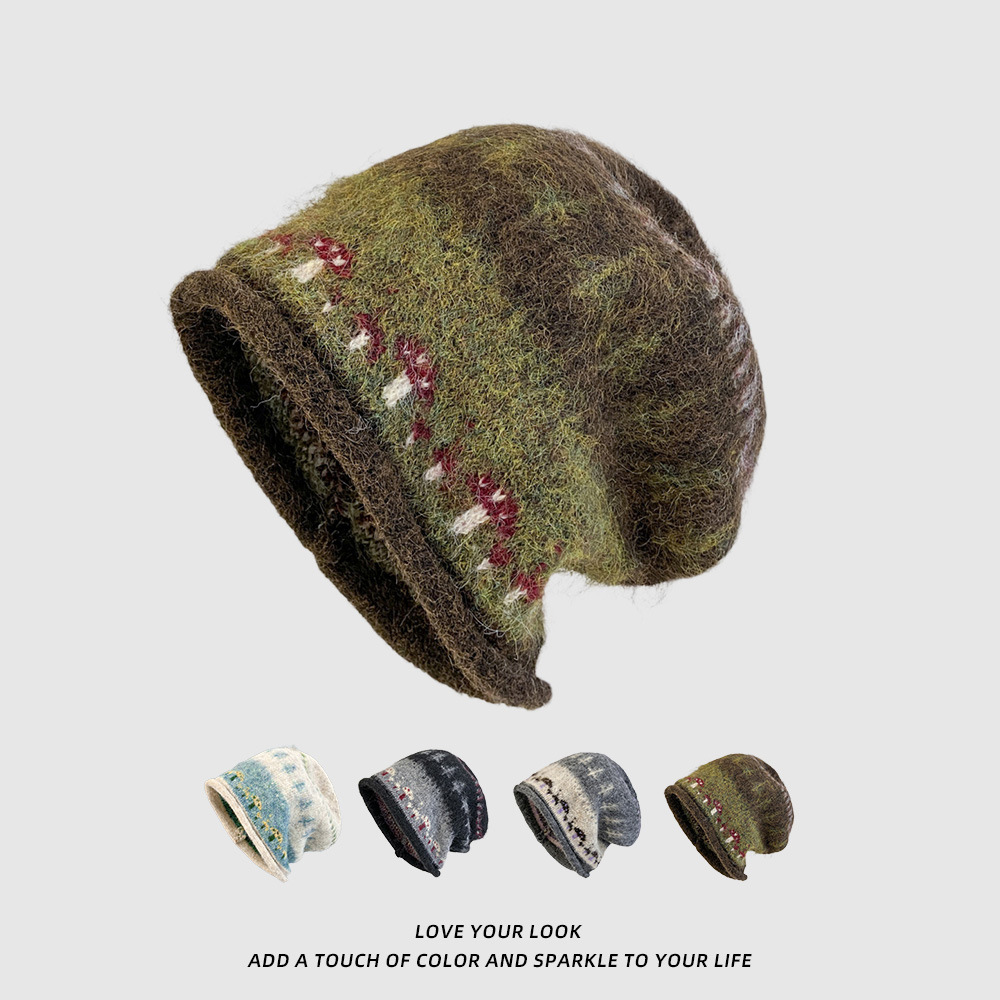 Fall/Winter Retro Roll Rim Knitted Hat Warm and Stylish for Cold Weather Cold Hat