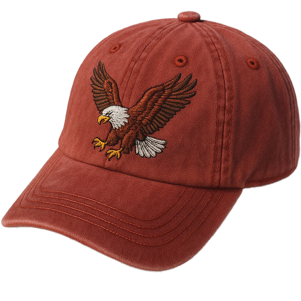 Women's Eagle Embroidered Gray Adjustable Cotton Denim Baseball Cap