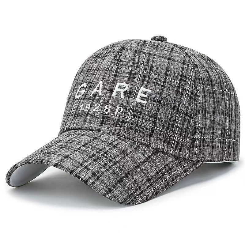 Baseball Cap 2026 New Style Fashionable Checkered Letter Embroidery Summer Sun protection Hat for Women Sunshade Hat