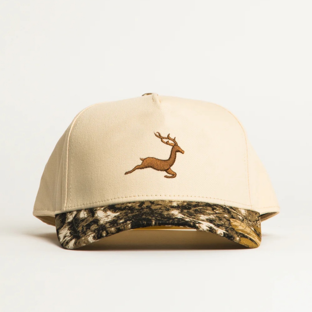 High Quality 5-Panel Cotton Fabric Forest Leaf Camo Camouflage Brim 2 Tone Design Baseball Hat for Men Women for Hunting