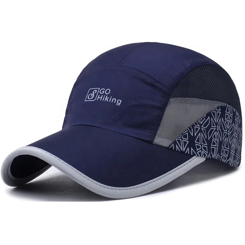 Custom 6-Panel Outdoor Polyester Baseball Cap Dry Running Hat with Curved Brim Sublimated Letter Pattern Oxford Puff Printing