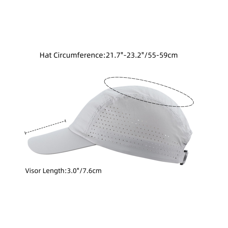 White Sporty Six Sided Hat Adjustable Quick-Dry Outdoor Running Cap Waterproof Breathable Lightweight Street Style