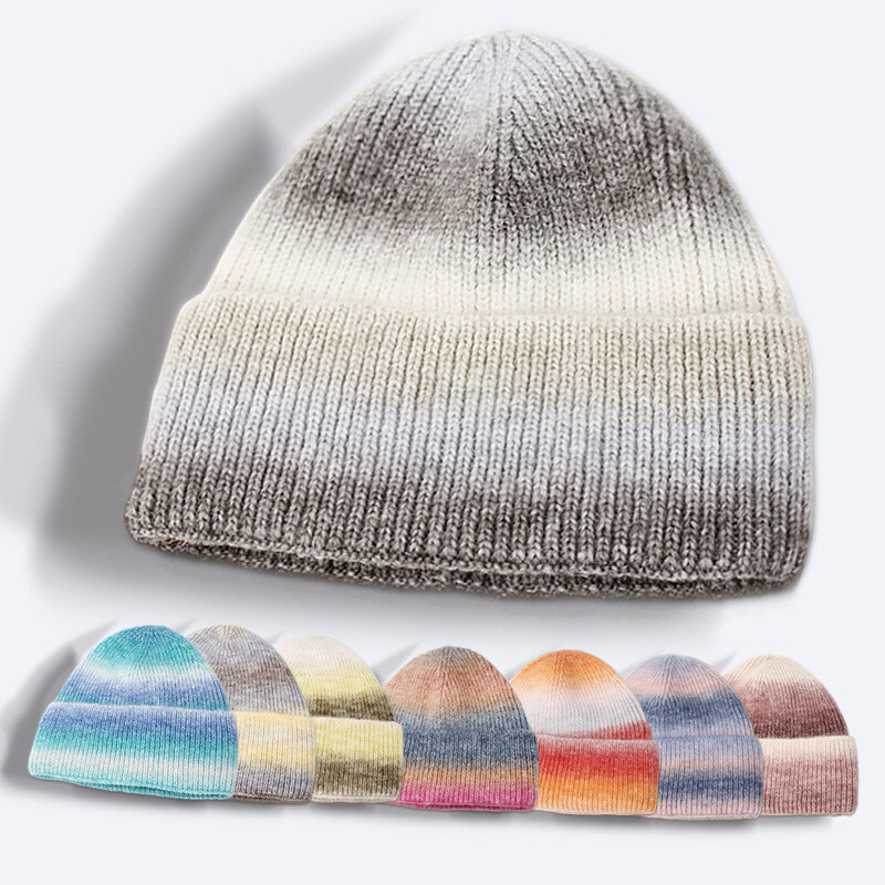 Customized Hat Winter Warm Fold Promotional Cool Knit Beanie Hats With Pocket