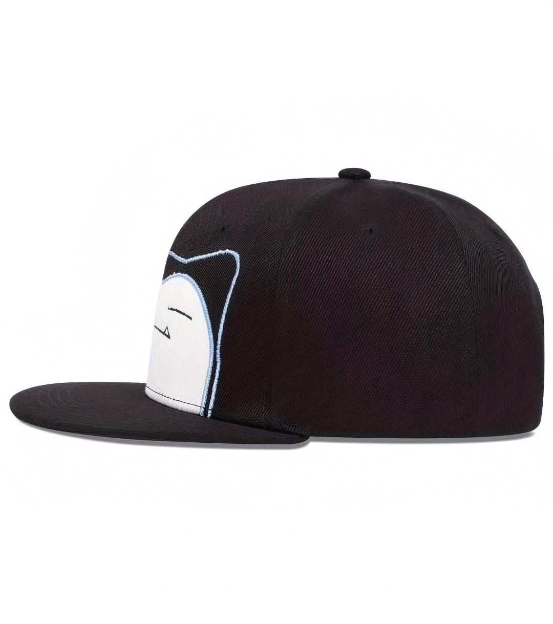 2025 New Cartoon Cute Embroidery Black Flat Brim  Cap Unisex Casual Trendy Outdoor Travel Hat