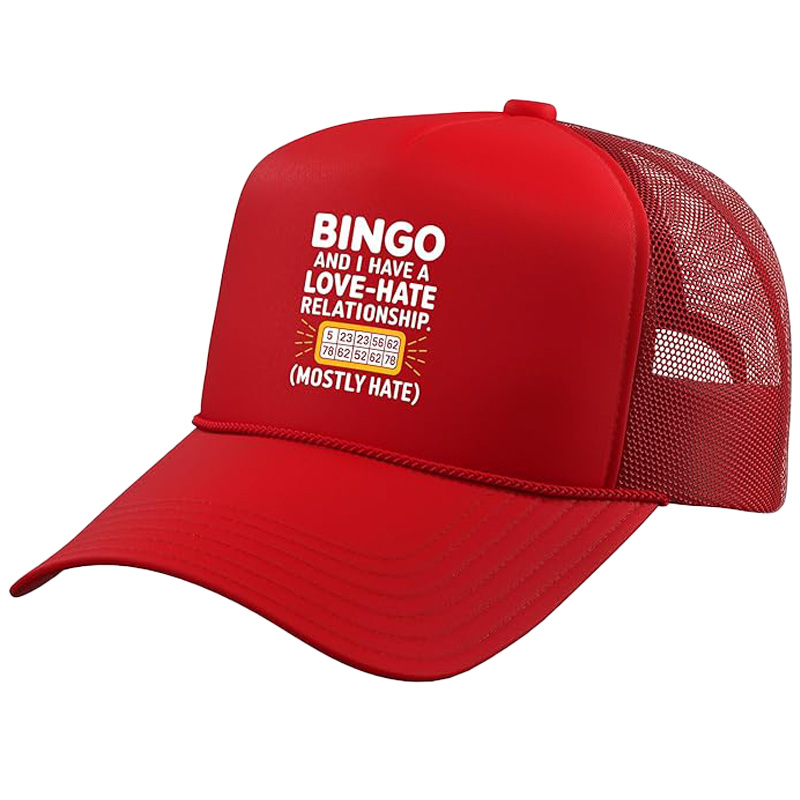 Funny Bingo 5-Panel Trucker Hat with Adjustable Mesh Back Screen Printed Summer Sporty Casual Outdoor Travel Hat