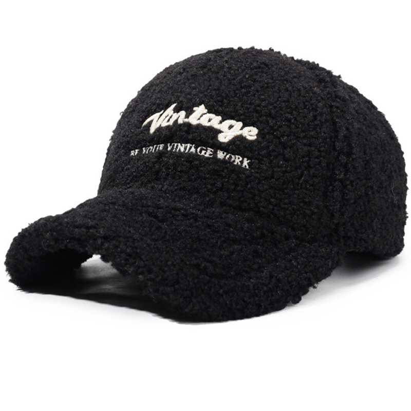 New Winter and Autumn 6-Panel Baseball Cap for Ladies-Letter Pattern Thick Warm Fashionable Street Wear