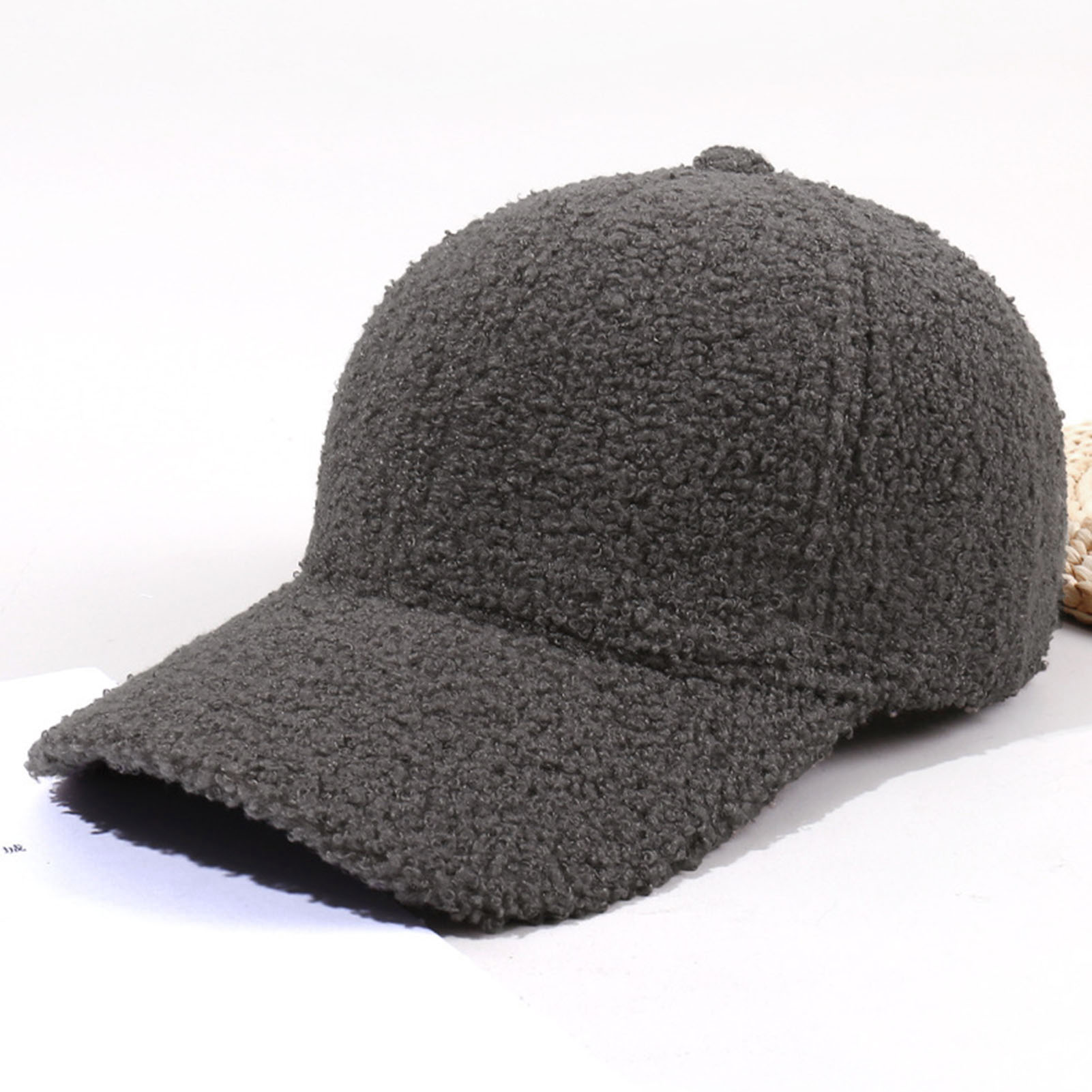 Custom Winter Baseball Hat Fashionable Warm Cashmere and Lamb Wool Cap with Logo Design Printed Solid Color Fabric