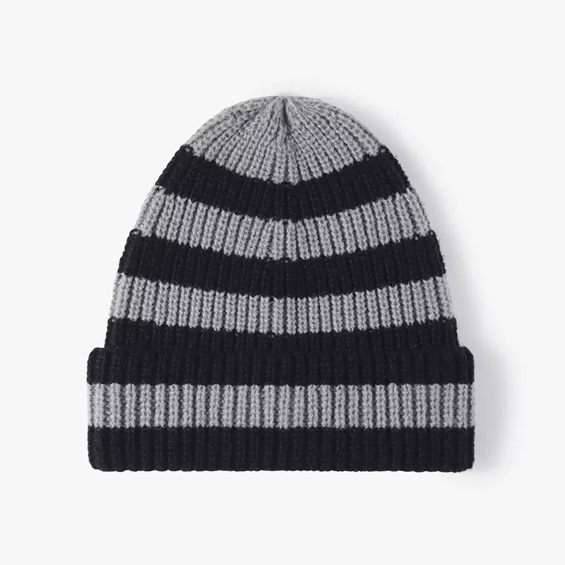 Classic Striped Knitted Cap-100% Acrylic Adjustable Unisex for Outdoor Sports Travel Casual