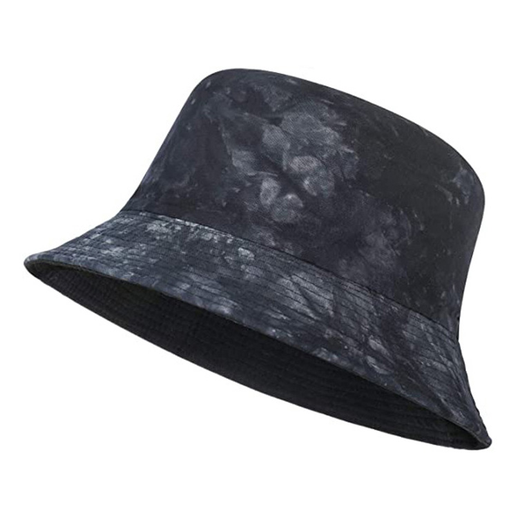 European and American Retro Tie Dye Washed Hat Female Spring New Double Sided Wear Denim Sun Bucket Hat for Outdoor