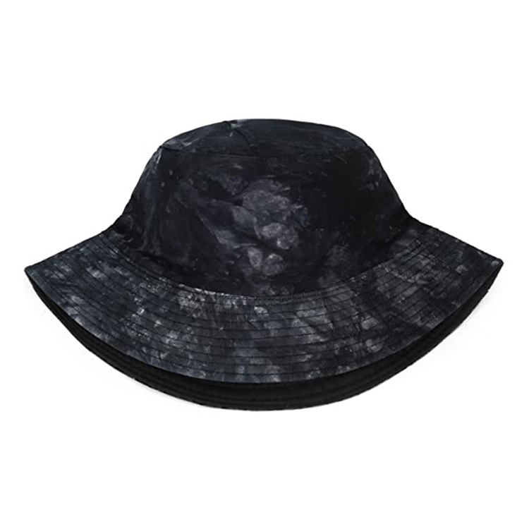 European and American Retro Tie Dye Washed Hat Female Spring New Double Sided Wear Denim Sun Bucket Hat for Outdoor