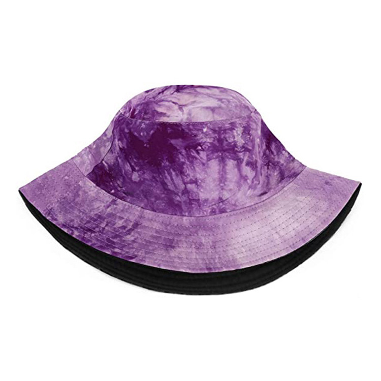European and American Retro Tie Dye Washed Hat Female Spring New Double Sided Wear Denim Sun Bucket Hat for Outdoor