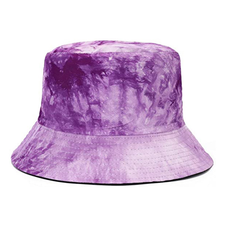 European and American Retro Tie Dye Washed Hat Female Spring New Double Sided Wear Denim Sun Bucket Hat for Outdoor
