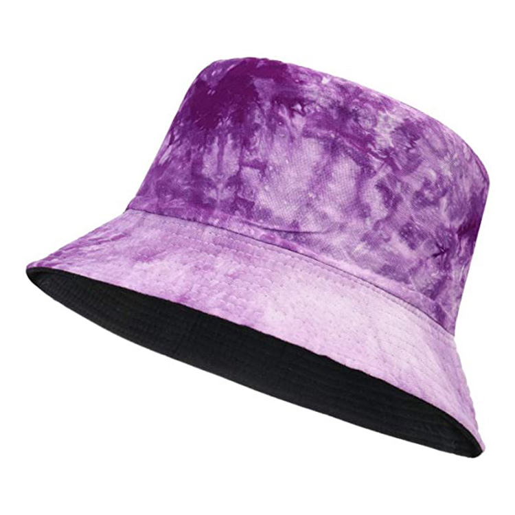 European and American Retro Tie Dye Washed Hat Female Spring New Double Sided Wear Denim Sun Bucket Hat for Outdoor