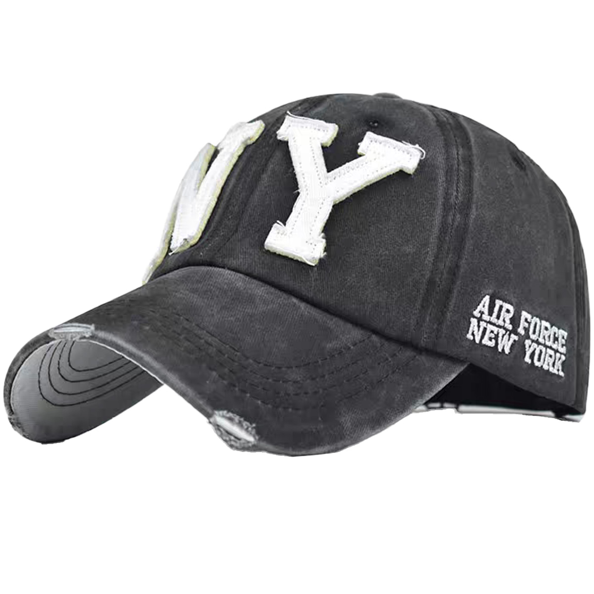 Washed Dobby Image Vintage Black Soft Top Baseball Cap Korean Style Face Slimming Fashion Common Dad Hat