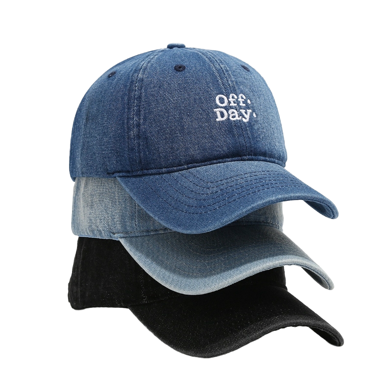Custom Logo Embroidery Letter 2025 Sporty 6-Panel Denim Baseball Caps Common Fabric Feature