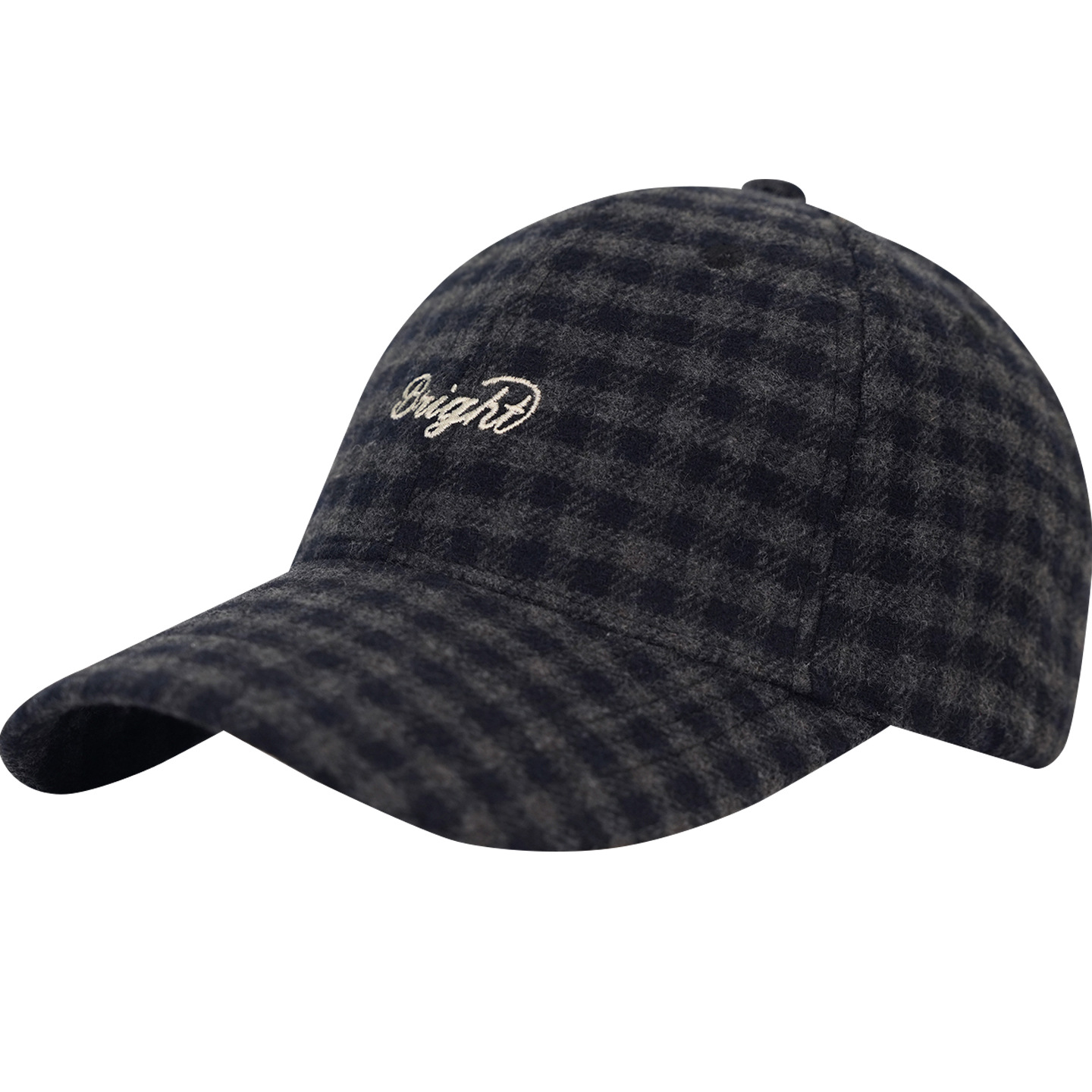 Korean Version of Winter and Autumn Small-checkered Baseball Cap - Warm Wool Hard Top