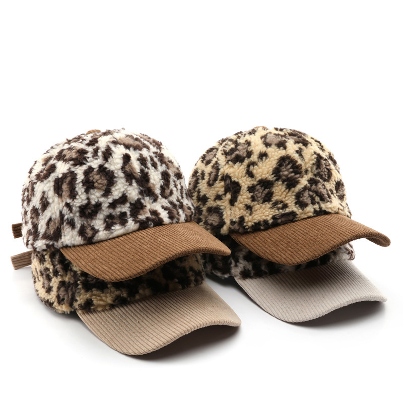 Autumn & Winter Personalized Retro Color-Block Leopard Print Baseball Cap - Warm, Cold-Resistant & Sun-Shading Visor Cap