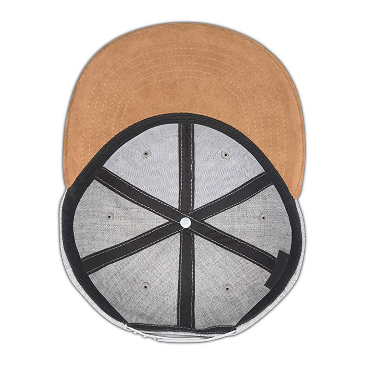 Customized Snapback Hat Outdoor Suede Cap Leather Patch Snapback Hat With Flat Brim