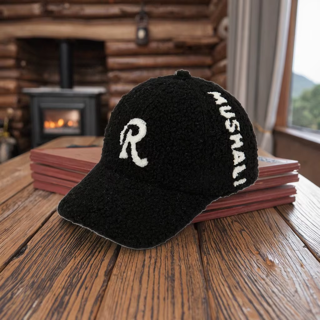 Women's Custom Logo Winter Teddy Fur Sport Baseball Cap Fleece Warm Fluffy Fleece Twill Printed Embroidered Formal Small