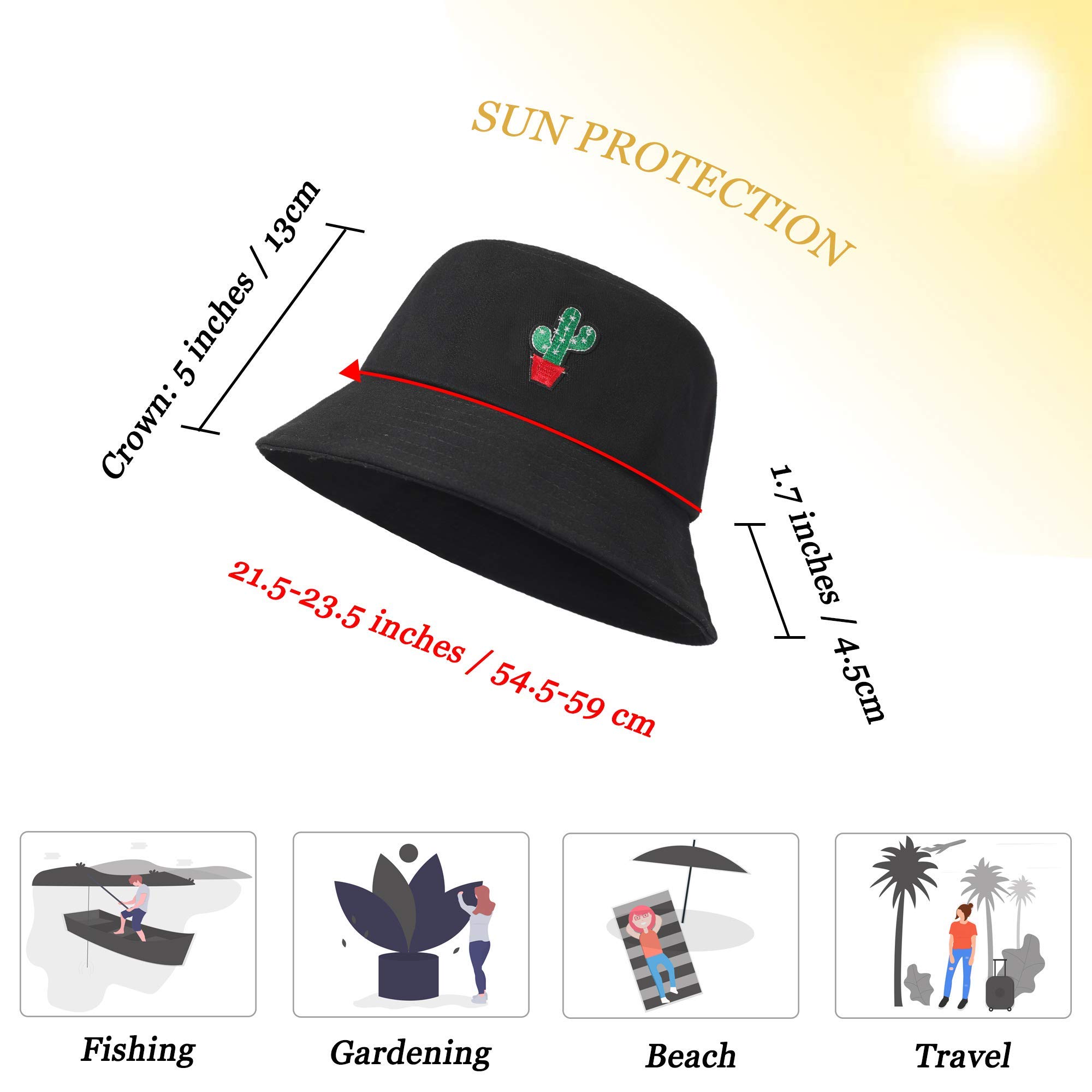 Outdoor Reversible Bucket Hat with Embroidery Logo Design Cotton Sport Hat for Women and Men for Hiking Travel Cycling