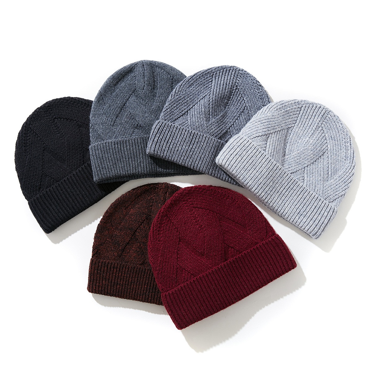 Wholesale Good Quality 100% Wool Winter Soft Beanie Cap Warm Knitted Hat