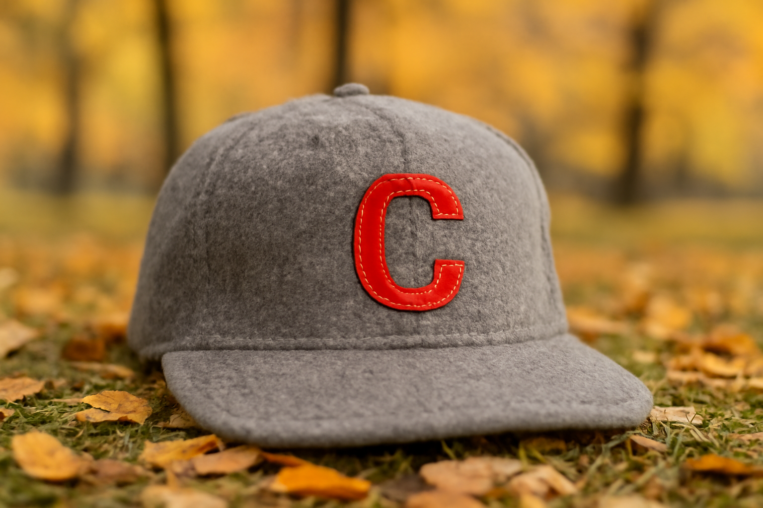 Custom Embroidered Gray Wool Snapback Baseball Hat with Red Letter C