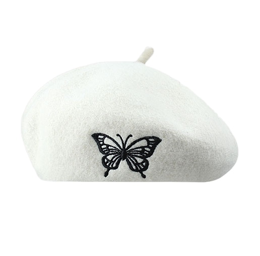 Women's Custom Embroidered Butterfly Logo Beret Hat Wholesale Winter Velvet Cap Casual Pattern for Outdoor Use