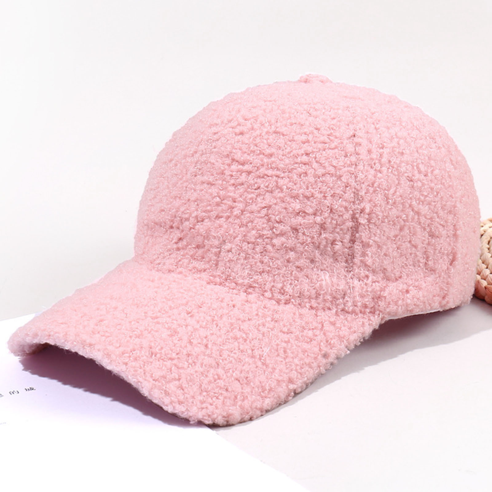 Custom Winter Baseball Hat Fashionable Warm Cashmere and Lamb Wool Cap with Logo Design Printed Solid Color Fabric