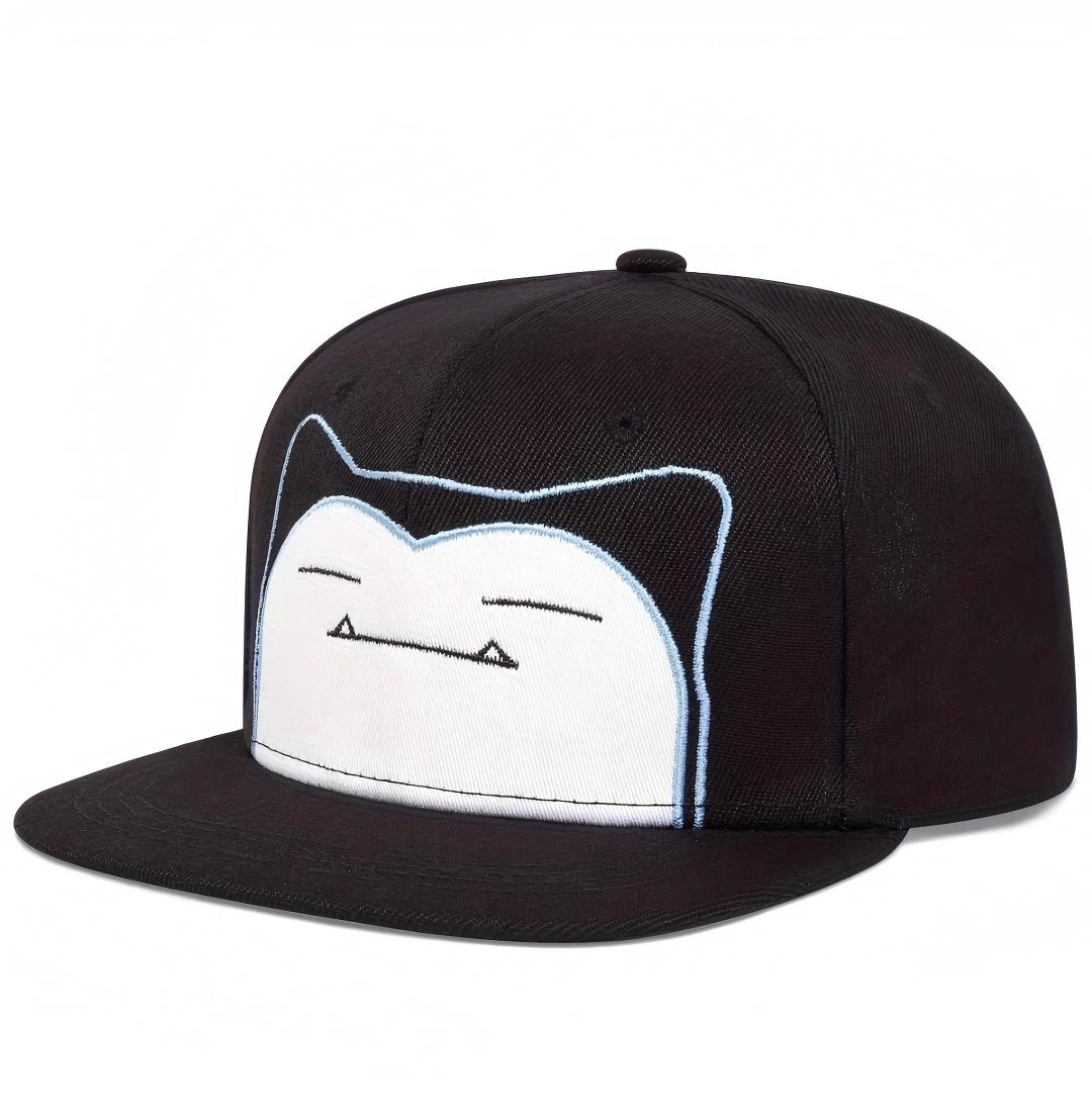 2025 New Cartoon Cute Embroidery Black Flat Brim  Cap Unisex Casual Trendy Outdoor Travel Hat