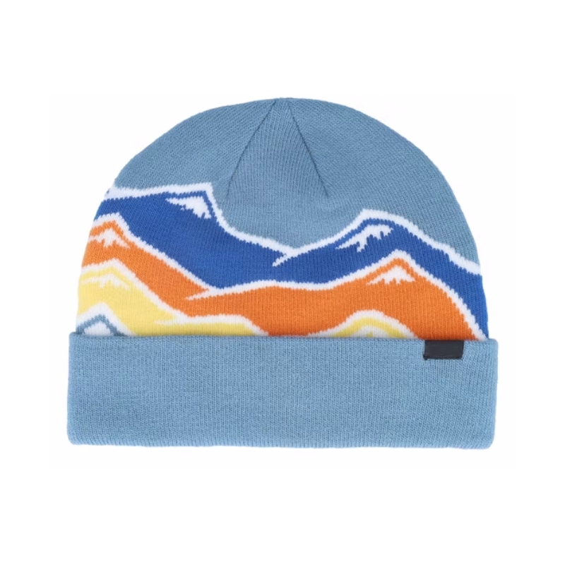 Customizable Blue Light Winter Knitted Beanies Warm Cuff Hats for Men and Women with Custom Logo for Beach Scene