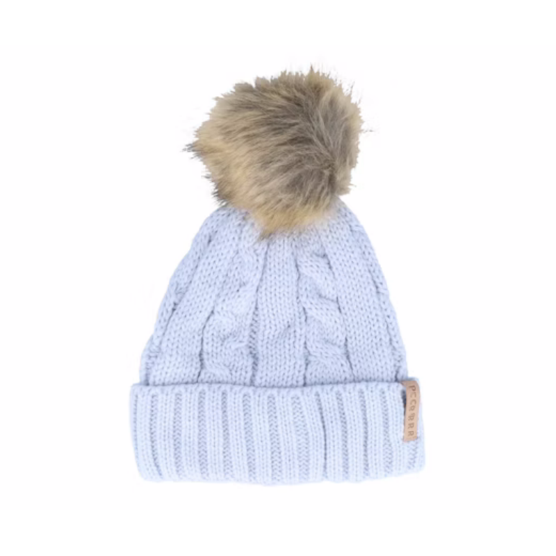 Customizable White Knitted Beanies for Adults Winter Warm Cuff Hats with Pom Logo Embroidered for Beach Scenes